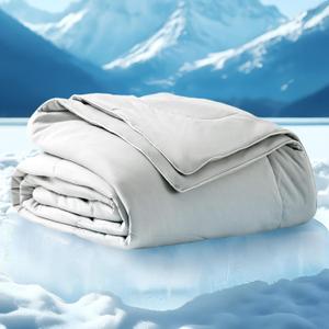 Bedsure Cooling Blankets for Hot Sleepers - Cooling Comforter, Cold Summer Blanket Queen Size for Bed, Ice Breathable and Lightweight Gift for Night Sweats, Grey, 90x90 Inches
