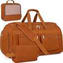 Convertible Garment Duffel Bags for Travel - Carry on Garment Duffle with Toiletry Bag Storage Bag Large Travel Duffel Bag 2 in 1 Hanging Suit Bag Weekender Bag for Men Women 3pcs Set (A05-brown)