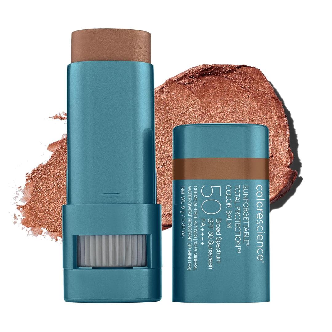 Colorescience Sunforgettable Total Protection Color Balm SPF 50, Mineral, Broad Spectrum, Buildable Lip & Cheek Color (Bronze)