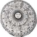 Round Floor Pillow Cover Only Horoscope Mandala Cushion Cover Pouf for Meditation Room Decor Zodiac Sign Round Throw Pillows Black White Astrology (32 Pillow Cover, Without Filler) (32" x 32" (Pack of 1))