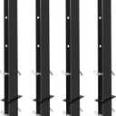 SALUINOKI 4 Pack Upgraded 30 inch Pipe Stake Black for Flatbed Trailer with 1/2 D Ring Welded, 30 inch Flatbed Trailer Stake Side Rail