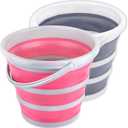 Collapsible Container 10L 2.6 Gallon Cleaning Container Mop Container Folding Foldable Portable Small Plastic Water Supplies for Outdoor Garden Camping Fishing Car Wash Space Saving Grey and Pink