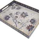 Omuriko Rectangle Plastic Serving Tray with Handles, Elegant Decorative Tray for Coffee Table, Ottoman, Living Room, Kitchen, Outdoor Use. 12"*16"*1.6" A