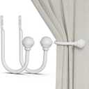 Hion Curtain Holdbacks White 2pcs, Curtain Tiebacks Wall Mounted Curtain Hooks Holders for Drapes