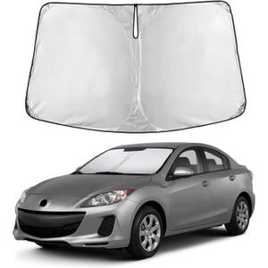 EcoNour Windshield Sunshade Compatible for Mazda 3 2010-2011 2012 2013, Sun Visor for Front Windshield & Window Sun Shade Cover, UV Heat Blocker & Protector, Car Accessories