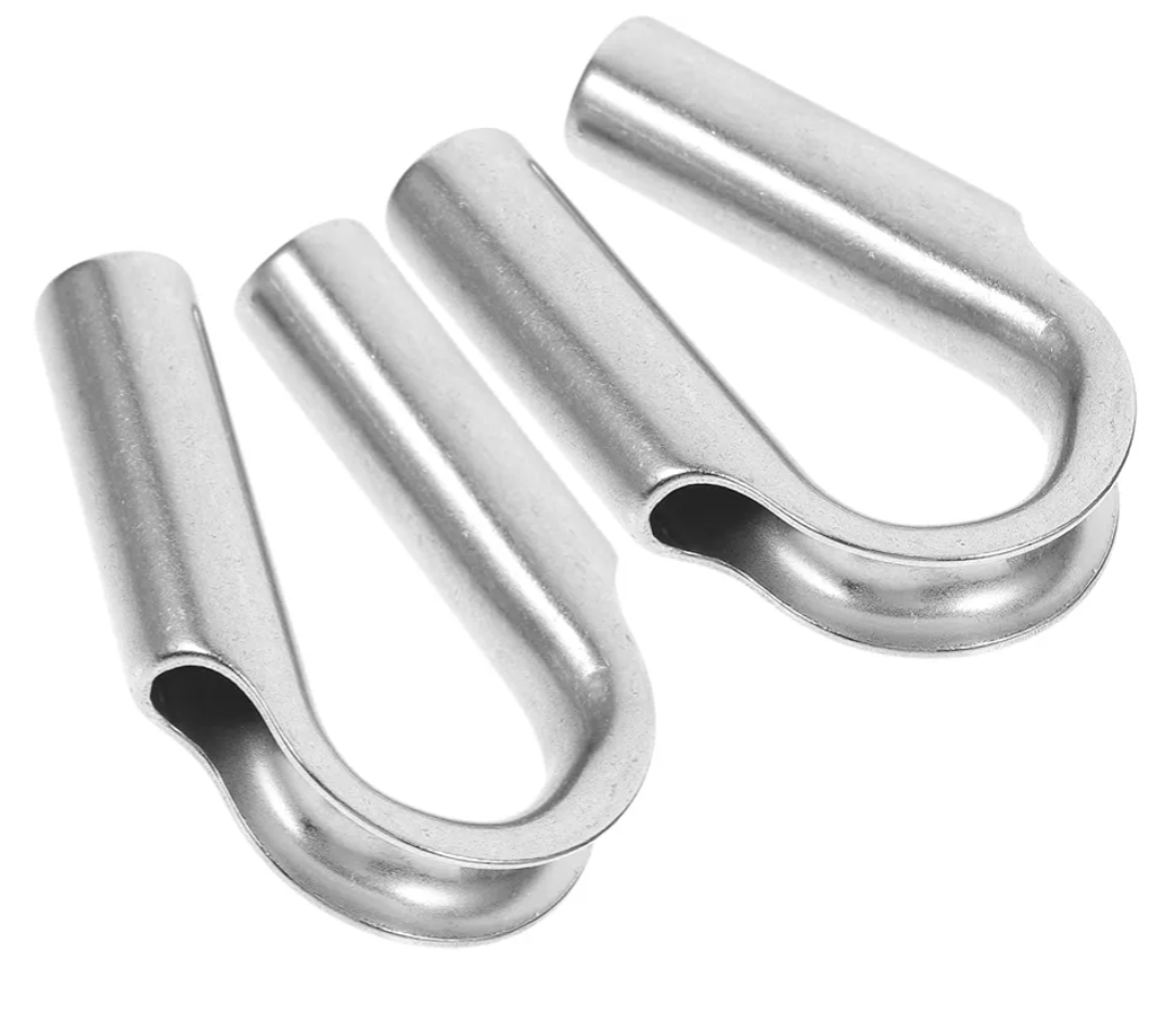 FRCOLOR 2pcs Stainless Steel Thimble Rope Tube with Triangular Gusset Wire Rope Collar Clamp Ring Heavy Duty for Secure and Easy Installation