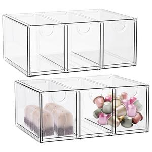 1 Pcs Tea Bag Organizer Drawer, PET Tea Organizer for Drawer Cabinet, Stackable Three-Drawer Design, Clear Tea Storage Organizer, Safe Material