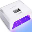 72W UV LED Nail Lamp,Compact Design Nail Dryer for Gel Polish with 4 Timers,Auto Sensor,Dual Wavelength & Magnetic Reflective Bottom,Professional Nail Light for Home & Salon (White - T17)