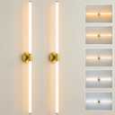 Gold Wall Sconces Set of 2 Hardwired LED Vanity Light 47"