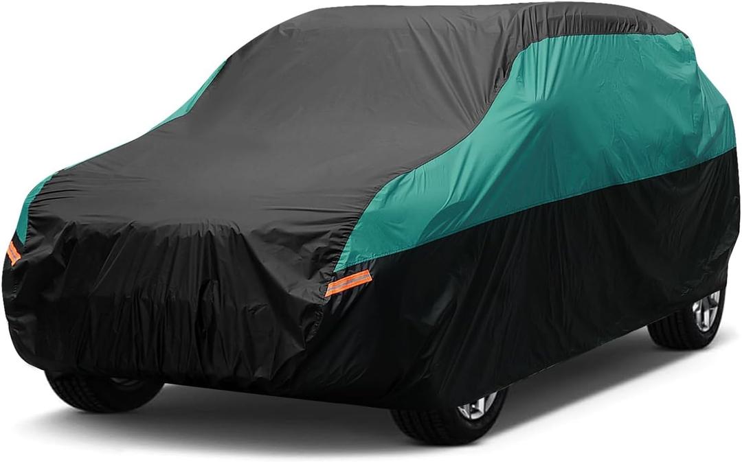 SEAZEN SUV Car Cover Waterproof All Weather, Outdoor Car Cover for Automobiles, Hail UV Snow Wind Protection, Compatible with Nissan Pathfinder, Ford Explorer,Toyota Highlander etc.(Length Up to 200") (YXL(Fit SUV-Length 191" to 200"), black)