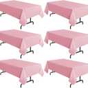 sancua 6 Pack Pink Tablecloth 60 x 102 Inch, Rectangle Table Cloth for 6 Feet Tables - Stain and Wrinkle Resistant Washable Polyester Table Cover for Dining Tables, Christmas Buffet Parties