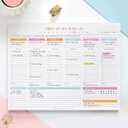 ThreeKin Weekly Planner - Premium 52-Sheet Tear-Off Notepad, 8.5 x 11 inches, Clean Colorful Design, Perfect for Work, School, Projects, and Entrepreneurs, Female & USA Owned Business