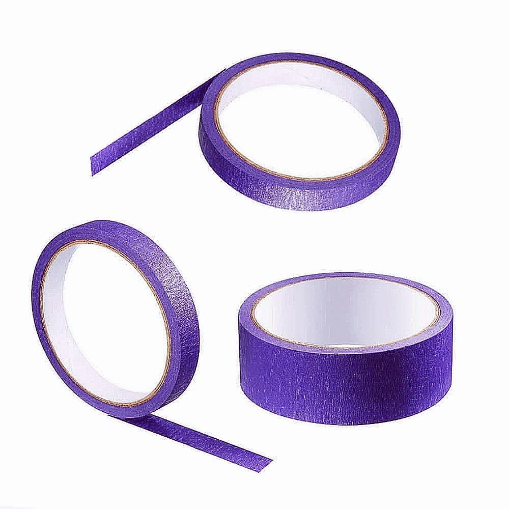 3 Rolls Purple Art Craft Tape Removable Masking Tape Multi Purpose Tape for DIY Labeling Decoration, 1/2 Inch x 40Yards and 1.5 Inches x 20 Yards