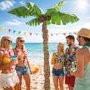 2026 VBS Decorations 6.5 ft Rainforest Jointed Palm Trees Decor Kit 15in x 49ft Kraft Paper Green Leaves Cardboard Cutout DIY Coconut Tree for Jungle Tropical Hawaiian Beach Party