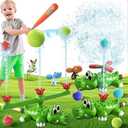 4-in-1 Water Sprinkler Baseball Crocodile Toy for Kids, Rotating Sprinkler, 3-Way Tee Ball Game, Summer Backyard Fun for Boys & Girls, Outdoor Lawn Party Play Set(Crocodile)