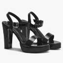 Classy Black Patent Block Heels for Women and Girls – Elegant Comfortable High Heel Sandals for Parties, Weddings, and Special Occasions 7.5