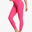 THE GYM PEOPLE Womens' V Cross Waist Yoga Leggings with High Waisted Tummy Control (Pink, XL)