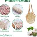 Premium Cotton Mesh Produce Bags, Natural, Reusable Washable Shopping Net, 2 Pack for Fruits, Vegetables, Grocery (Eco-Friendly Cotton Mesh Bags with Hooks, 4, Piece)