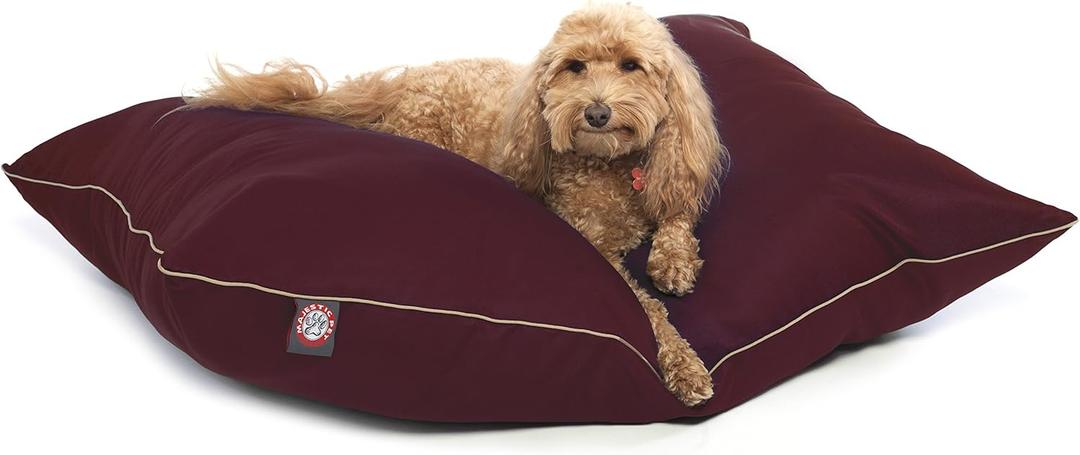 Majestic Pet Rectangle Medium Dog Bed Washable  Non Slip Comfy Pet Bed  Super Value Crate Pet Pillow  Puppy Kennel for Sleeping - Medium Breed 35 x 28 Inch  Solid Burgundy
