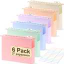 Plastic Hanging File Folders Letter Size,6 Pack Extra 2 Inch Capacity Hanging File folders with Tabs,Heavy Duty for Filing Cabinet,Home and Office File,Pastel Colors