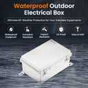 QILIPSU Waterproof Junction Box IP67 Outdoor Plastic Electrical Project Enclosure Weatherproof with Mounting Plate, Wall Brackets, Hinged Grey Cover 8.6"x6.7"x4.3"