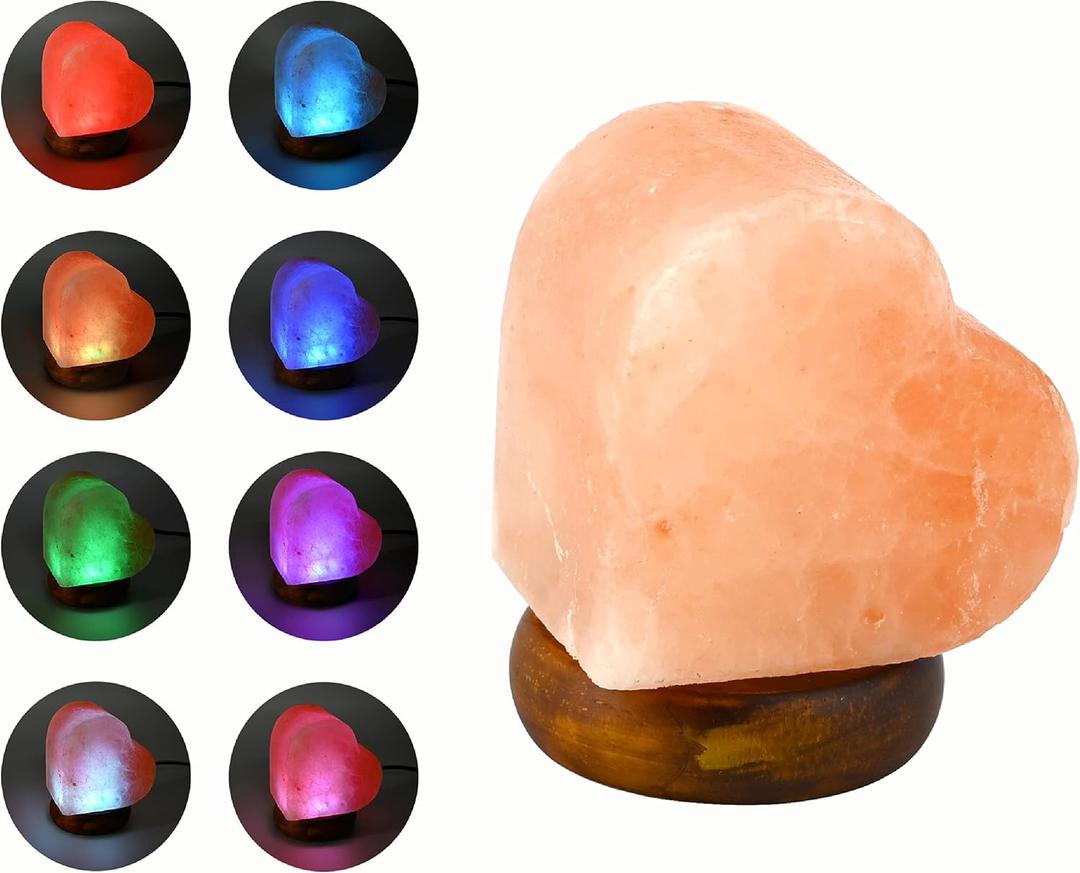 HOMY LED USB Himalayan Heart-Shaped Salt Lamp, Multi Color Changing in 7 Colors, Small About 4.1 Inches 1.5 lbs, No Installation Required Great Decor for Home Office Hotel,Great Decor, Best Gift