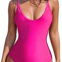 American Trends Sexy One Piece Swimsuit for Women V Neck Bathing Suit Sexy Open Back High Cut Swimwear (XXL)