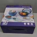 COOK WITH COLOR Mixing Bowls with TPR Lids - 12 Piece Plastic Nesting Bowls Set includes 6 Prep Bowls and 6 Lids, Microwave Safe (Blue)