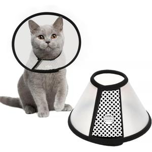 Depets Adjustable Recovery Pet Cone E-Collar for Cats Puppy Rabbit, Plastic Elizabeth Protective Collar Wound Healing Practical Neck Cover, Neck Girth 8.1 in
