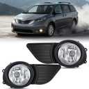 Nilight Fog Lights Assembly Compatible with 2011 2012 2013 2014 2015 2016 2017 Toyota Sienna Base LE XLE (Not Fit SE Models) w/H11 12V 55W Bulbs Driver and Passenger Side Clear Lens Black Bezel