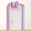 Hero Party Porch Banner Pink Hero Themed Birthday Party Decoration Super City Door Banner Skyline Building Porch Sign Hanging Banner Backdrop for Girls Birthday Baby Shower Photo Booth Prop Supplies