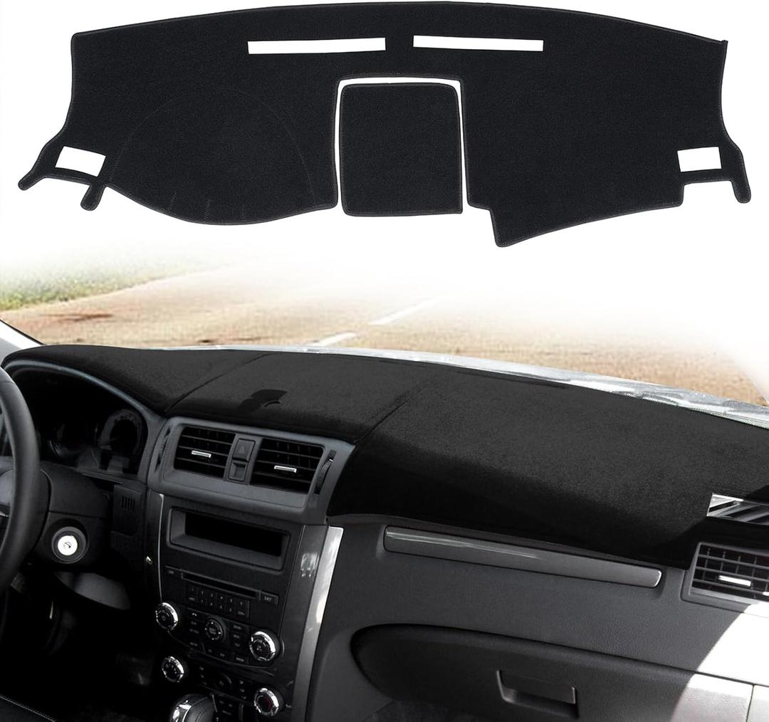 Dashboard Cover Dash Cover Mat Pad Carpet Custom Fit for Ford Fusion 2010 2011 2012 (Black)