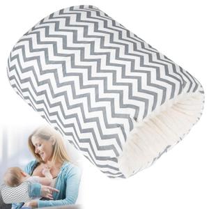 Baby Feeding Arm Pillow,Soft Cotton Bottle Nursing Arm Pillows for Newborn,Breastfeeding Pillows for More Support for Mom and Baby,Portable and Washable,Ergonomic Nursing Essentials(Grey Stripes)