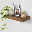 FLYJOE 12 Inch Deep Floating Shelves | 24 Inch Brown Floating Shelves | 24" W x 12" D Rustic Wood Shelves for Wall | Deep Shelves for Living Room Bathroom Laundry Room Kitchen