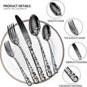 XIAOYU 20-Piece Flatware Set, Stainless Steel Silverware Cutlery Set for 4, Unique Pattern Design, Includes Dinner Knives/Forks/Spoons, Dishwasher Safe, Silver