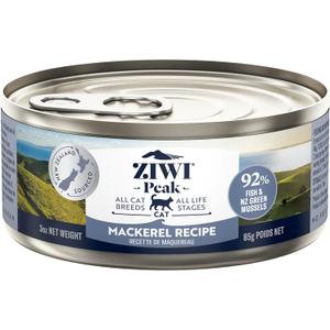 ZIWI Peak Canned Wet Cat Food All Natural, High Protein, Grain Free, Limited Ingredient, with Superfoods (Mackerel, Case of 12, 3oz Cans)