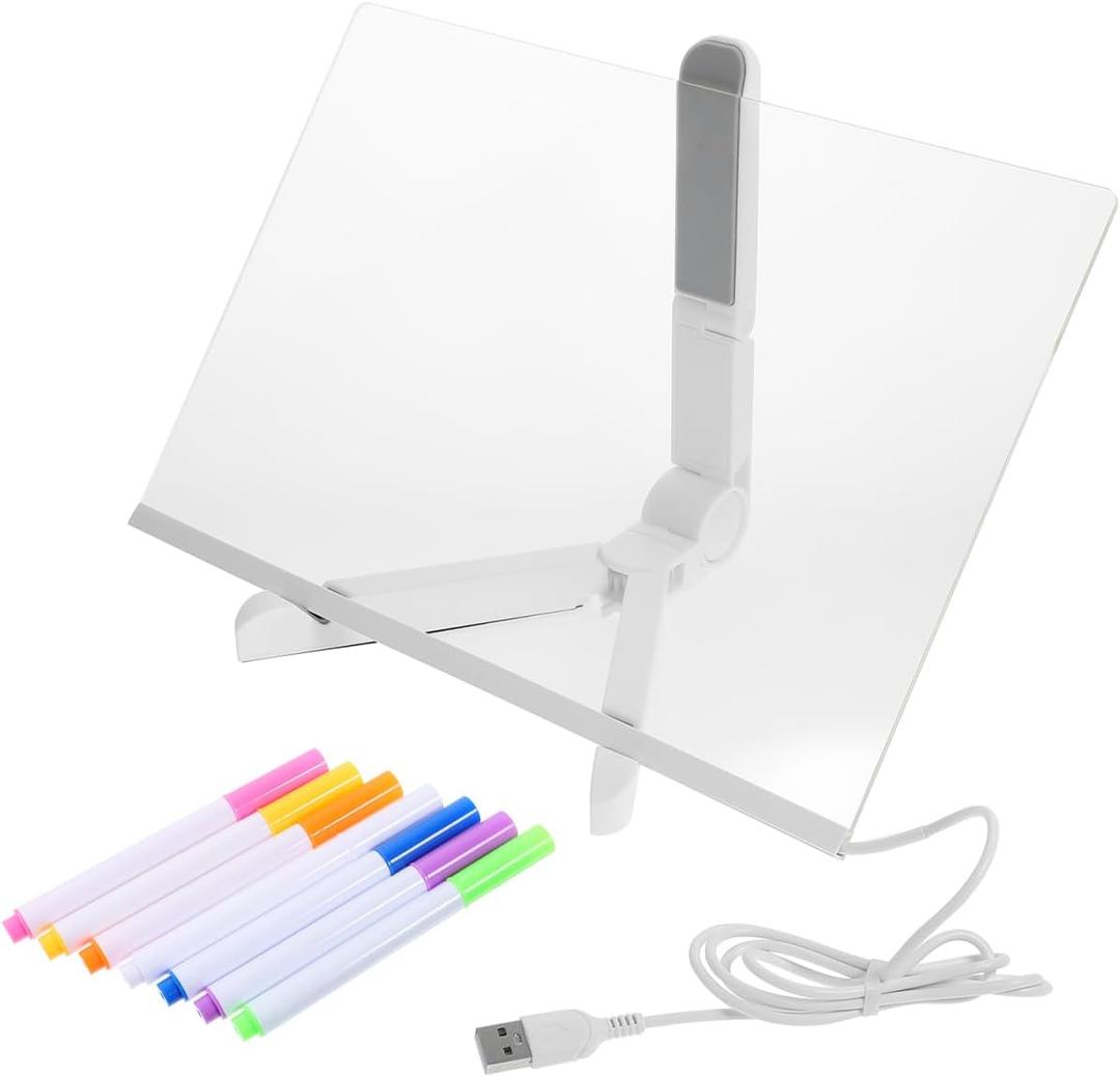 USB Luminous Writing Board - Clear Acrylic Erasable Message Board with 7 Colorful Markers for Home Office Party and Event Display