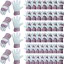 Jiuguva 48 Pairs Leather and Cotton Work Gloves Bulk Gardening Gloves for Men Women Padded Heavy Duty Gloves with Reinforced Palms and Safety Cuff for Landscaping Construction Working, Red and Blue