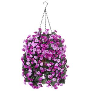 Ammyoo Artificial Flowers in Hanging Basket Uv Resistant for Outdoor Decor