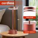 Cordless Rechargeable LED Table Lamps,3 Colors Adjustable Brightness,3600 mAh Battery Powered Table Light for Bar Restaurant Dining 2Pcs-Rose
