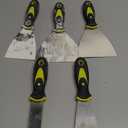 KEZERS Drywall Hand Tool Kit, 7 Pieces 3" 4" 5" 6" 8" 12" Stainless Steel Drywall Knife with Metal Hammer End, includes Putty Knife, Taping Knife, and 12" Mud Pan with Ergonomic Grip for Drywall Work