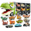 JOYIN 13 in 1 Dinosaur Toys for Kids 3-5, Dinosaur Truck with 12 Pull Back Cars, Small Cars Set, Birthday Gifts Toys for 3 4 5+ Year Old Boy, Transport Carrier Truck for Toddlers 3-4 Years