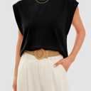 WIHOLL Cap Sleeve Tops for Women Summer Top Basic Tee Shirts Business Casual Tank Loose Fit 2026 Fashion (Medium)