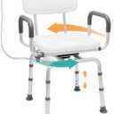 PETKABOO 360 Degree Shower Chair Swivel,Portable Seat with Armrests and Back, Adjustable Height Seat for Bathtub (White1)