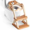 Rabb 1st Potty Training Seat, Upgrade Toddler Toilet Seat for Kids Boys Girls, 2 in 1 Potty Training Toilet for Kids, Splash Guard Anti-Slip Pad Step Stool (Brown)