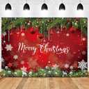 Merry Christma Photography Backdrop Glitter Sparkle Red Snowflakes Photo Background for Winter New Year Eve Family Party Decoration Cake Table Banner 8x6ft