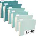 Y YOMA Letter Size - 6 Pack Extra Capacity Hanging File Folders Accordion Decorative Reinforced File Folder Cute Colored Expandable Folder for Office Home with 1/5-Cut Adjustable Tabs, Teal Blue