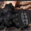 REEBOW GEAR Tactical Gloves Motorcycle Riding Gloves Full Finger Gloves Black (Large)