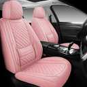 Full Coverage Car Seat Covers Front Pair Universal Fit for Cars SUVs Pick-up Trucks with Waterproof Leatherette in Automotive Vehicle Interior Accessories (Pink)