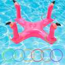 Voiiake Pool Floats Toys Games Set, Inflatable Cross Ring Toss Game Toy with 6pcs Rings for Kids Adults Family, Swimming Pool Water Game (Pink Flamingo)